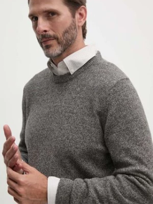 Barbour sweter wełniany męski kolor szary ciepły