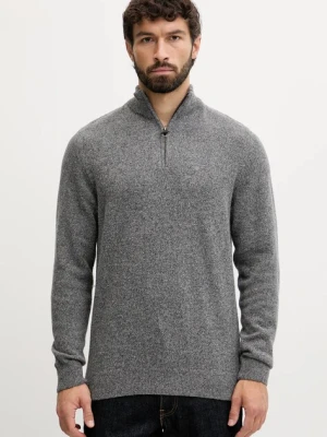 Barbour sweter wełniany męski kolor szary z półgolfem