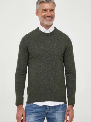 Barbour sweter wełniany męski kolor zielony ciepły