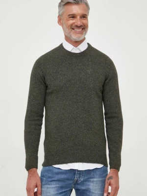 Barbour sweter wełniany męski kolor zielony ciepły