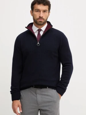 Barbour sweter wełniany NELSON męski kolor granatowy MKN0863