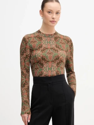 Barbour sweter wełniany x Farm Rio damski kolor brązowy lekki LKN1718