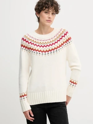 Barbour sweter z dodatkiem wełny damski kolor beżowy LKN1437
