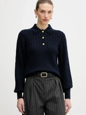 Barbour sweter z dodatkiem wełny Evie damski kolor granatowy LKN1730