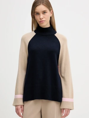 Barbour sweter z dodatkiem wełny Wren damski kolor beżowy z golfem LKN1727