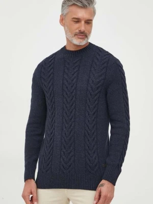 Barbour sweter z domieszką wełny męski kolor granatowy
