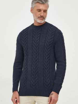 Barbour sweter z domieszką wełny męski kolor granatowy