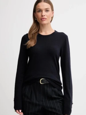 Barbour sweter z wełną CARLBY damski kolor granatowy lekki LKN1686