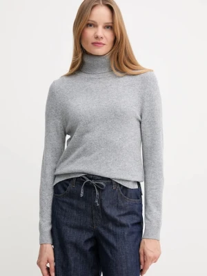 Barbour sweter z wełną damski kolor szary lekki z golfem LKN1077