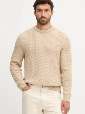Barbour sweter z wełną męski kolor beżowy MKN1679