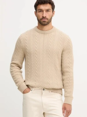 Barbour sweter z wełną męski kolor beżowy MKN1679
