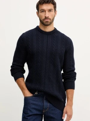 Barbour sweter z wełną męski kolor granatowy MKN1679