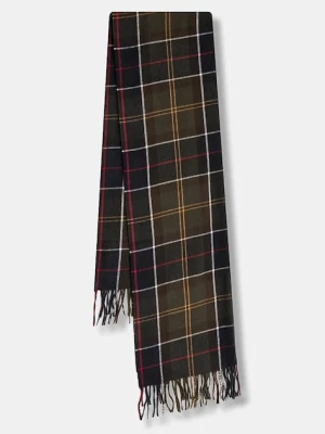 Barbour szalik damski kolor zielony wzorzysty LSC0426