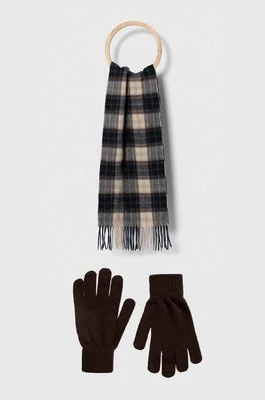 Barbour szalik i rękawiczki Tartan Scarf & Glove Gift Set kolor brązowy wzorzysty MGS0018