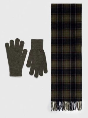 Barbour szalik i rękawiczki Tartan Scarf & Glove Gift Set kolor zielony wzorzysty MGS0018