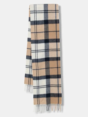 Barbour szalik kaszmirowy damski kolor beżowy wzorzysty LSC0479