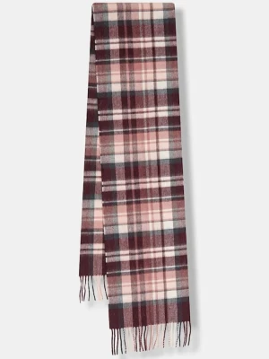 Barbour szalik wełniany damski kolor bordowy wzorzysty LSC0109