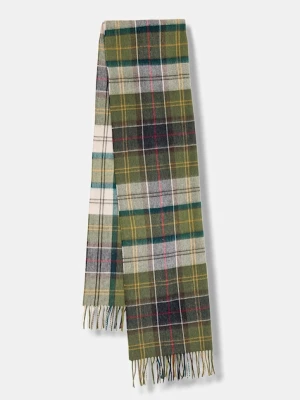 Barbour szalik wełniany damski kolor zielony wzorzysty LSC0477