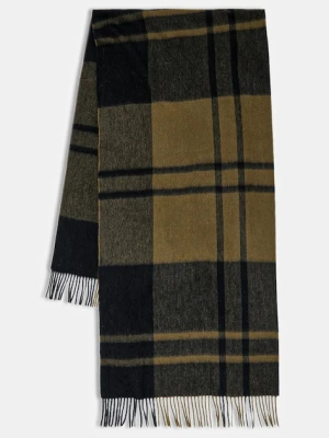 Barbour szalik wełniany damski kolor zielony wzorzysty LSC0483