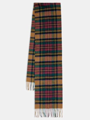 Barbour szalik wełniany kolor beżowy wzorzysty USC0137