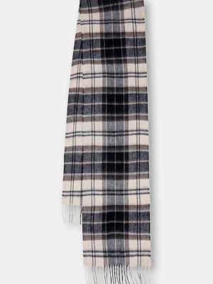 Barbour szalik wełniany kolor brązowy wzorzysty