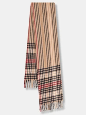 Barbour szalik wełniany kolor brązowy wzorzysty LSC0482