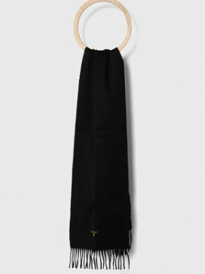Barbour szalik wełniany kolor czarny gładki USC0008