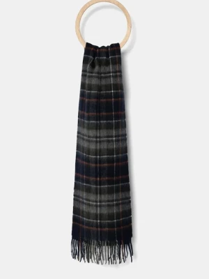 Barbour szalik wełniany kolor granatowy wzorzysty USC0137