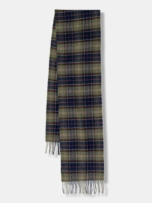 Barbour szalik wełniany kolor zielony gładki USC0001