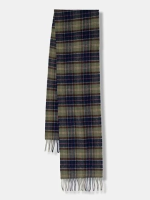 Barbour szalik wełniany kolor zielony gładki USC0001