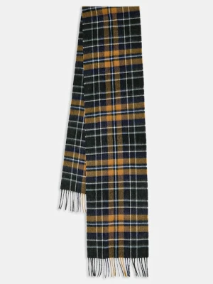 Barbour szalik wełniany kolor zielony wzorzysty USC0137