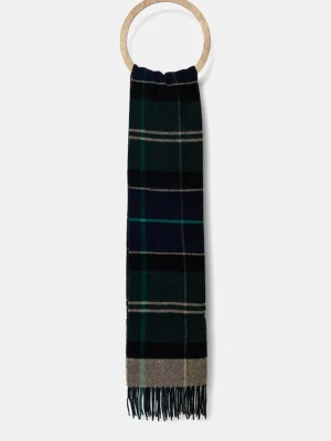 Barbour szalik wełniany kolor zielony wzorzysty USC0322