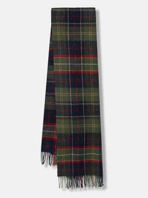 Barbour szalik wełniany kolor zielony wzorzysty USC0387
