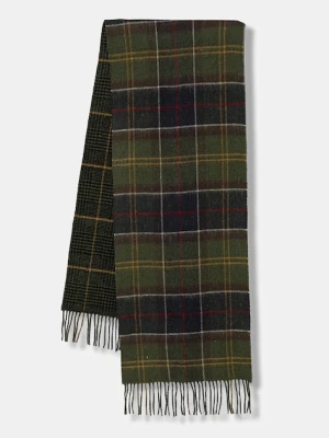 Barbour szalik wełniany kolor zielony wzorzysty USC0401
