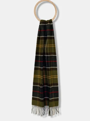 Barbour szalik z domieszką wełny kolor zielony wzorzysty