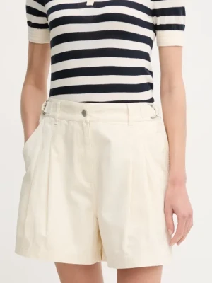 Barbour szorty bawełniane Cecile damskie kolor beżowy gładkie high waist LST0019CR31