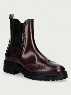 Barbour sztyblety damskie skórzane Fawne bordowy