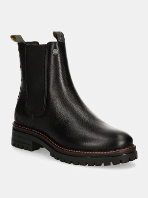 Barbour sztyblety skórzane Evie damskie kolor czarny na platformie LFO0575BK52