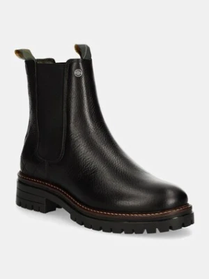 Barbour sztyblety skórzane Evie damskie kolor czarny na platformie LFO0575BK52