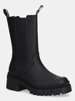 Barbour sztyblety skórzane Sidneigh damskie kolor czarny na platformie LFO0785BK31