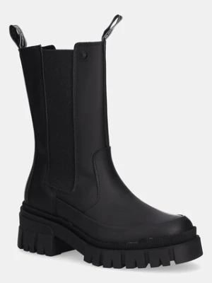 Barbour sztyblety skórzane Sidneigh damskie kolor czarny na platformie LFO0785BK31