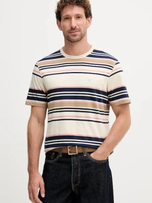 Barbour t-shirt bawełniany AICKMEN męski kolor beżowy wzorzysty MTS1498