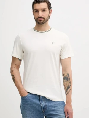 Barbour t-shirt bawełniany AUSTWICK męski kolor beżowy z aplikacją MTS1000