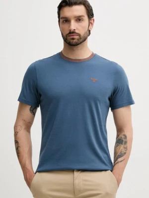 Barbour t-shirt bawełniany AUSTWICK męski kolor niebieski z aplikacją MTS1000