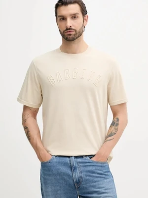 Barbour t-shirt bawełniany BANFORD męski kolor beżowy z aplikacją MTS1443