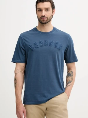 Barbour t-shirt bawełniany BANFORD męski kolor granatowy z aplikacją MTS1443