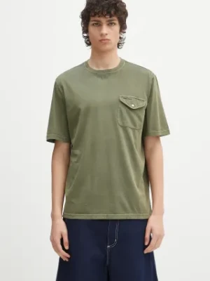 Barbour t-shirt bawełniany Barbour Newstreet Relaxed Fit T-Shirt męski kolor zielony gładki MTS1398