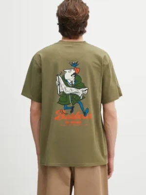 Barbour t-shirt bawełniany Barbour Regence OS Fit Graphic T-Shirt męski kolor zielony z nadrukiem MTS1402