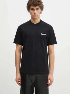 Barbour t-shirt bawełniany Bowery OS Graphic męski kolor czarny z nadrukiem MTS1338