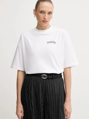 Barbour t-shirt bawełniany CLAYDON damski kolor biały LTS0687